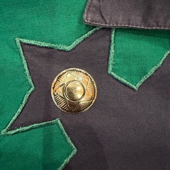 Vintage Adobe Rose Button Down Shirt Large Western Star Sherif Green Blue Rodeo - Picture 10 of 13